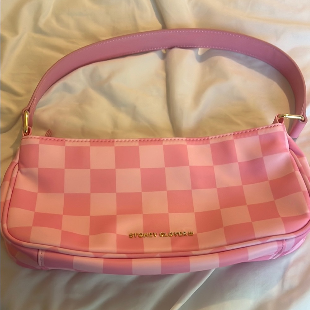 Stoney Clover Lane Pink Checkered Shoulder Bag